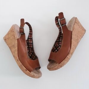 CROCS Leather Wedge Sandals
